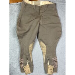 Vintage 1930s Jodhpurs Brown Tan NRA Vintage Riding Pants Cotton Leather True